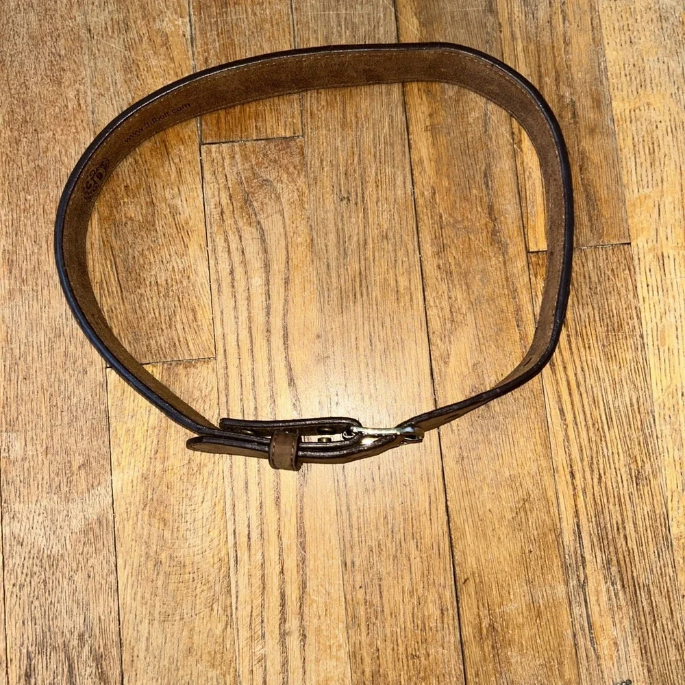 3D Leather‎ Western Belt - Brown With Stitched Leather Details- Size 28 Vintage